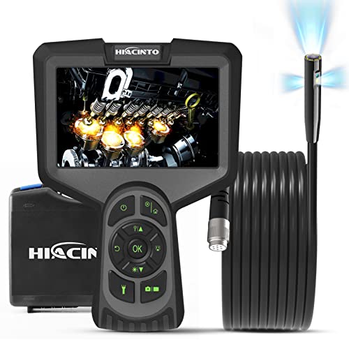 Hiacinto 10M着脱式ファイバースコープ デジタル内視鏡 HD 1080P 三つレンズ 検査カメラ 工業用内視鏡 5.0インチIPSスクリーン付き IP68防水ボアスコープ 8mmレンズ 8つの調整可能なLEDライト 10M半剛性ケーブル