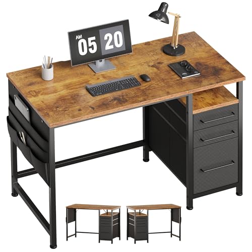 Maihail パソコンデスク引き出し付き 学習机 pcデスク 幅100cm ×奥行45cm ゲーミングデスク左右入替可 ..