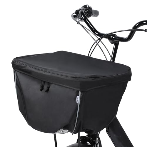 Convida 自転車 カゴカバー 前 防水 2段式 厚手 600Dナイロン 反射帯付き 撥水加工 ファスナー両開き ..