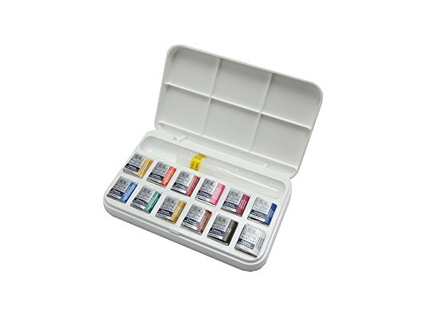 Winsor & Newton ウィンザー&ニュートン 水彩絵具 コットマン ウォーターカラー ハーフパン 12色セット..