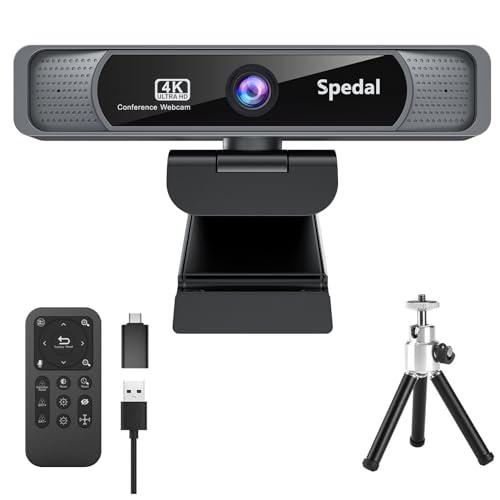 Spedal 931 Webカメラ 4K UHD 800万画素 広角 会議カメラ 4倍ズーム リモコン&三脚付き マイク内蔵 USB..