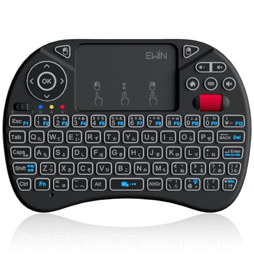 Ewin ミニキーボード ワイヤレス 2.4GHz タッチパッド＆マウスホイール搭載 日本語配列 8色バックライ..