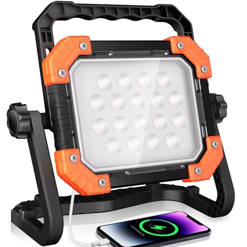 投光器 作業灯 ワークライト 集魚灯 LEDライト 充電式 6000LM 200W相当 IP66防水 昼白色/昼光色/電球色..