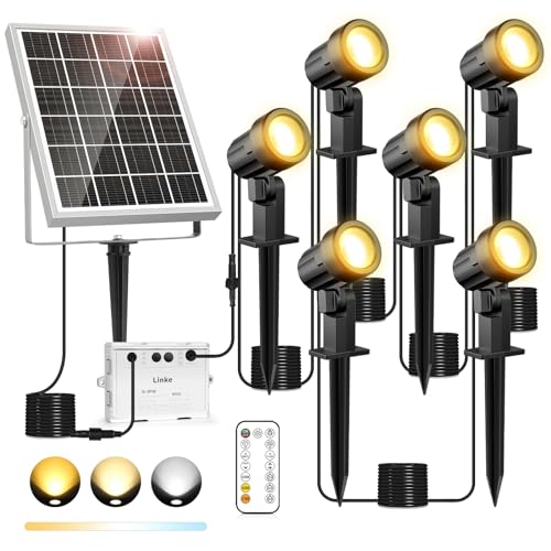 Linke スポットライト ソーラー式 アップライト ガーデンライト ライトアップ 6灯 1200LM 20時間連続点..