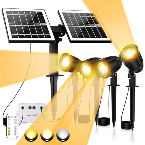 【MEIKEE 2024年リモコン型】ガーデンライト ソーラー式 アップライトスポットライト 屋外 800LM IP66..