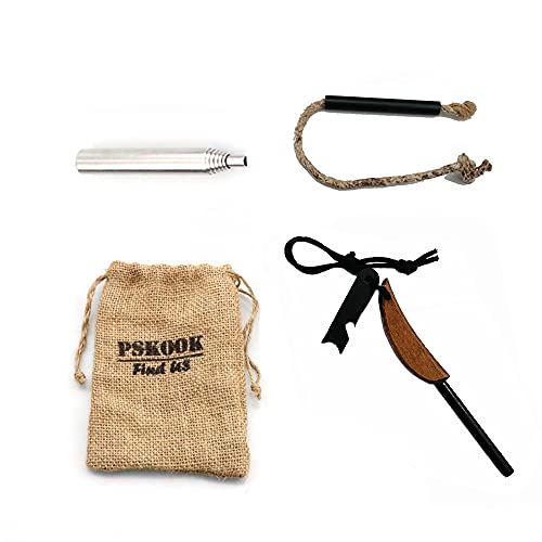 PSKOOK 火打ち石 火打ち石セット マグネシウム棒 メタルマッチ スクレーパー 火起こし ファイヤースタ..