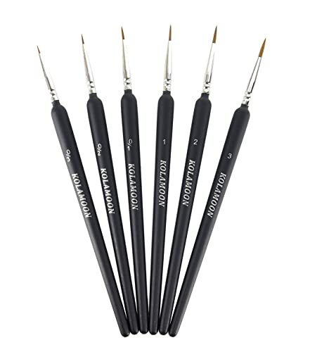 KOLAMOON 6本極細面相筆 画筆 細筆 塗装 油絵筆 絵の筆 勾線筆 プラモデル塗装筆 模型用筆 水墨画 水彩画 日本画