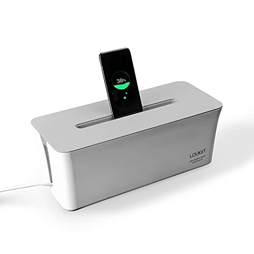LOUKIN ケーブルボックス 大容量 電源タップ収納 スマホスタンド付き コード配線収納ケース ケーブル隠..