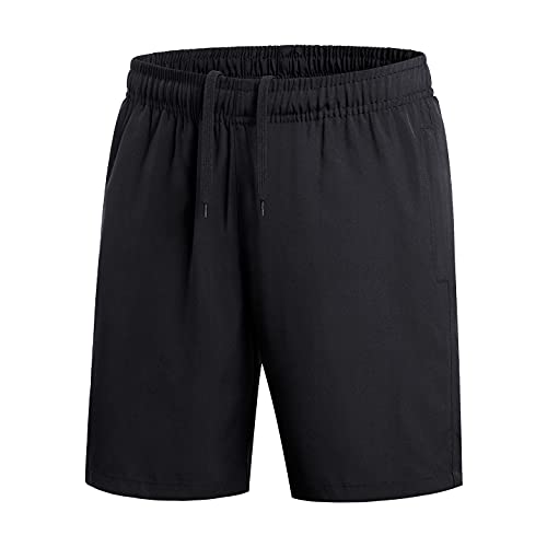 [RAKUKOU] メンズ ショートパンツ スポーツ ハーフパンツ 短パン 通気 速乾 5分丈 無地 ランニング (ブラック, L)