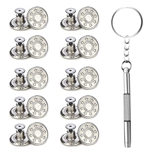 ジーンズボタン 17mm デニムボタン 10個セット ジーンズボタン ネジ式 ジーンズ用ボタン、バッグ 取付簡単 ウエスト調整 DIY 裁縫 手作り 飾りボタン 交換 金属製 錆びにくい