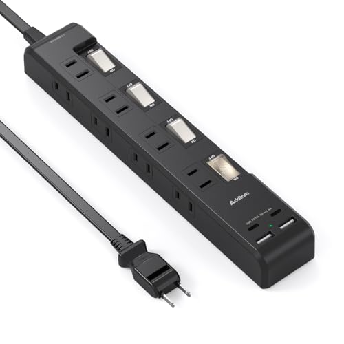 延長コード 2m 電源タップ USB充電付電源タップ 8個AC口 2個USB-Aポート 2Type-Cポート 個別スイッチ付..