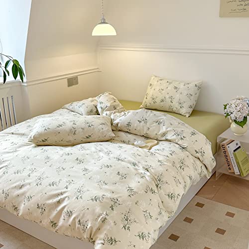 BUKAROOM 綿 100% 【布団カバーセット 布団カバー ダブル 4点セット】 掛け布団カバー ボックスシーツ 枕カバー ベッドカバー 寝具カバー 花柄 おしゃれ ダブルジッパー 布芸包装（ イエロー・ 掛カバー190*210cm）
