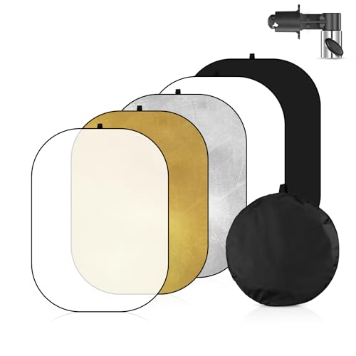 SOONPHO 5 in 1楕円レフ板 撮影用 レフ板 100x150cm 背景布 ポートレート撮影 スタジオレフ板 折りたた..