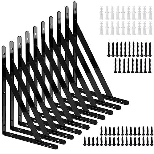 Socpuro 棚受け 金具 250*160mm L字型 アイアンブラケット 10本セット 棚受け金具 スチール 壁掛け 棚..