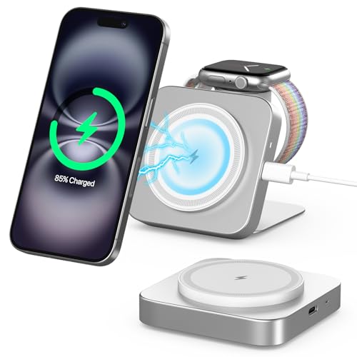 TEPNICAL 2 in 1 magsafe充電器 折り畳み式 超コンパクト スタンド 置くだけ ワイヤレス充電器 iPhone ..