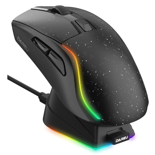 DAREU A950 ゲーミングマウス 無線 左右対称 軽量 ワイヤレス USB/2.4GHz/Bluetooth RGB充電スタンド付..