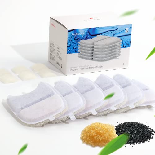 FEELNEEDY 猫 給水器 コードレス 4L 型番YPD-C004専用 (交換用フィルター 6個+ポンプスポンジ6個入)