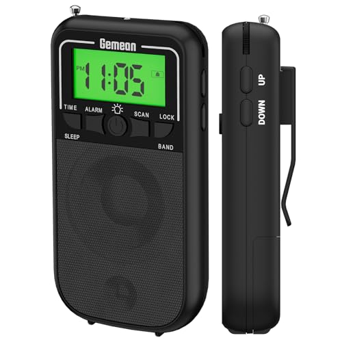 Gemean J-121 ポータブルラジオAM FM小型、LED懐中電灯付き スリープタイマー付き アラーム付き トラン..