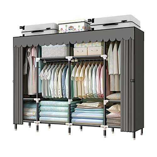 Rukasto ワードローブ カバー付き 大容量 オックスフォード布 クローゼット ハンガーラック 簡単組み立..