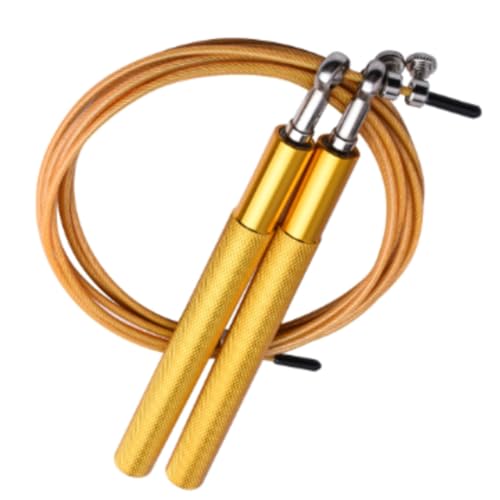 Catsobat 縄跳び トレーニング用 大人 子供 高速回転ベアリング搭載 強化グリップ ワイヤーロープ 長さ調整可 【メーカー30日保証付き】 (金色2（Gold）)