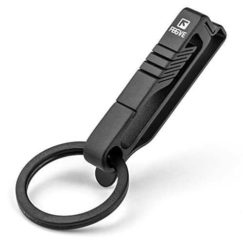 [TISUR] チタン キーホルダー メンズ ベルトクリップ キーリング付き プレゼント (BK1-クリップ式/ブラ..