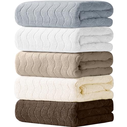 バスタオル ふわふわ [Cozyone 5色5枚セット] ホテル仕様 マイクロファイバー 大判 厚手 速乾 瞬間吸水..