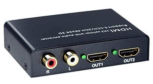 ELEVIEW HDMI 分配器 スプリッター 4K HDCP1.4 音声分離器 1入力2出力 (音声出力：光デジタル R/L白赤アナログ)｜192kHz/24bitハイレゾ音源DAC内蔵 PS4/Nintendo Switchに対応 2画面 同時出力 オーディオ分離器 EHD-507N