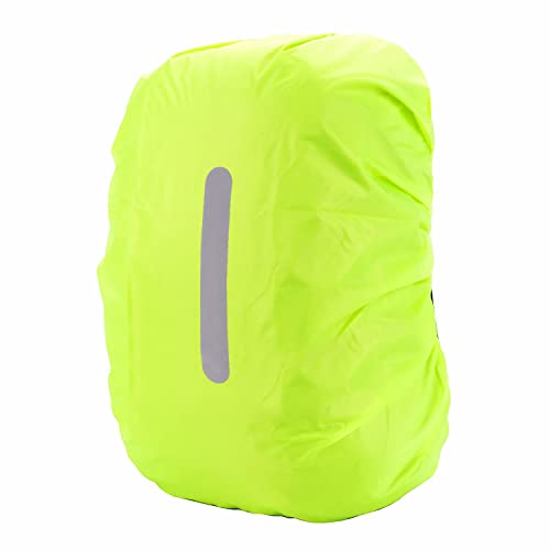[Lavancia] リュックカバー レインカバー ザックカバー，軽量 防水カバー 5色 強力防 ，高輝度反射マーク 耐摩耗性 2倍以上の防水性 梅雨対策 ナイトセーフティアウトドア (蛍光グリーン)(4)