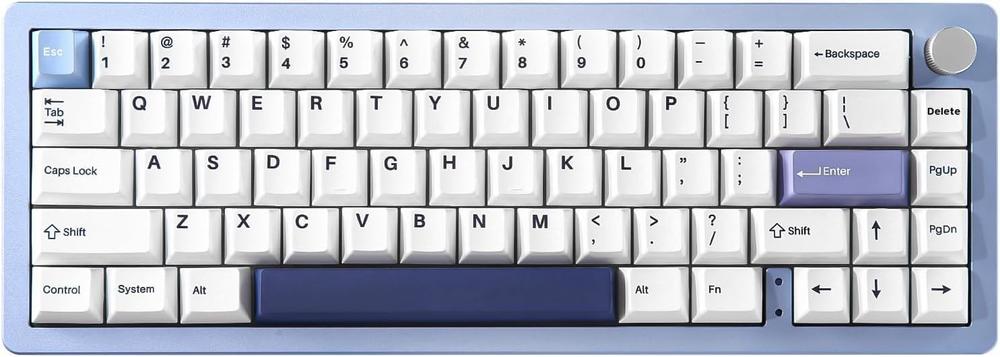 YUNZII AL66 ゲーミングキーボード ワイヤレス メカニカル アルミ製 65％ ノブ付き Bluetooth/2.4G/有..