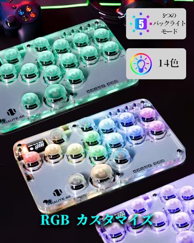 Haute42 レバーレスアケコン 超薄型オールボタンアケコン レバーレスコントローラー 高精度 For PC Switch2 Switch PS4 PS3 Windows RGB LEDライト ホットスワップ対応 連射機能 格闘ゲームコントローラー 日本語説明書付き G16