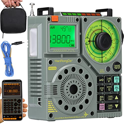 HanRongDa ラジオ AIR/FM/中波/短波/VHF/ワイドFM対応 Bluetoothスピーカー MicroSDカード対応 充電式 ..