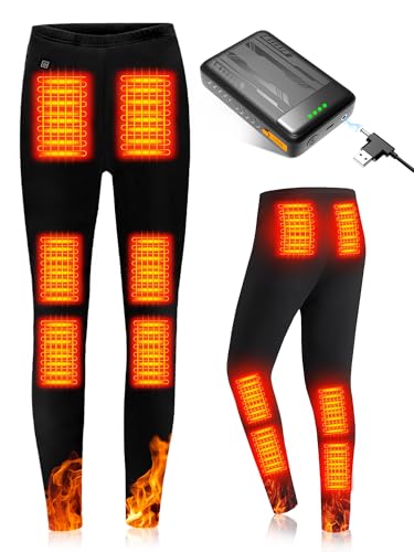 [AGGOZ] 電熱パンツ 加熱パンツ【高温版75℃&40000mAhモバイルバッテリー付】12つヒーター内蔵 DC7.4V/U..