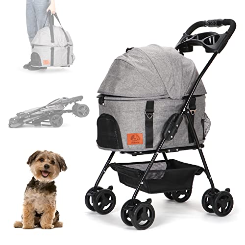Aikenn分離式 ペットカート 4輪360°回転 折りたたみ 犬用ベビーカー 猫犬兼用 軽量コンパクト 取り外し..
