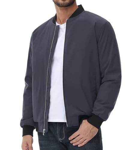 [TACVASEN] ライダースジャケット メンズ 防風 釣りウェア 防寒 スタジャン スケーター 冬 ボンバージャケット キルティング 軽量 コート ダークグレー M