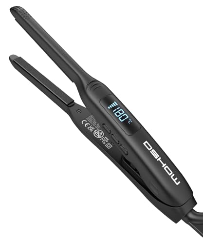DSHOW ミニヘアアイロン ストレート＆カール 2 way 9mm 男女兼用160~220℃ 温度調整 LEDスクリーン 海外..