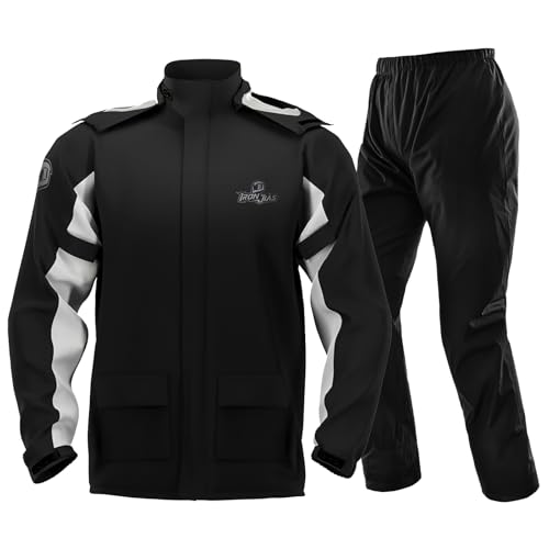 [IRON JIA'S] バイク レインウェア バイク用カッパ 上下セット シューズカバー付き メンズ レインコー..