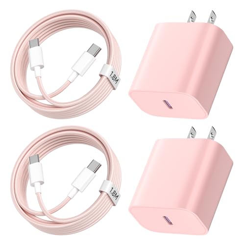 For iphone17 iphone16-充電器-タイプc 20W-PD-急速充電器 USB-C [2個セット/ MFi&PSE認定] 1.8m USB-C TO C ケーブル2本付き タイプC充電器 iPhone 16/ 15/ Pro/Pro Max/iPad Pro 12.9 /iPad Pro 11/世代に対応