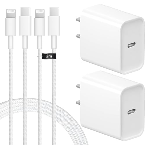 for iPhone-充電器-純正 20W PD 急速充電【2個セット＆2本USB-C Lighnting ケーブル 2M】MFi・PSE認証済み アイフォン Phone14/13/12/11/X/XS/XR/8/7/SEシリーズ PD3.0 タイプC充電器for iPad/iPhone/AirPods その他USB-C機器対応