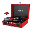 ION AUDIO VINYL TRANSPORT Red + PT01RS1 ポータブル トランク型 レコードプレーヤー/純正交換針(1個)セット【送料無料】