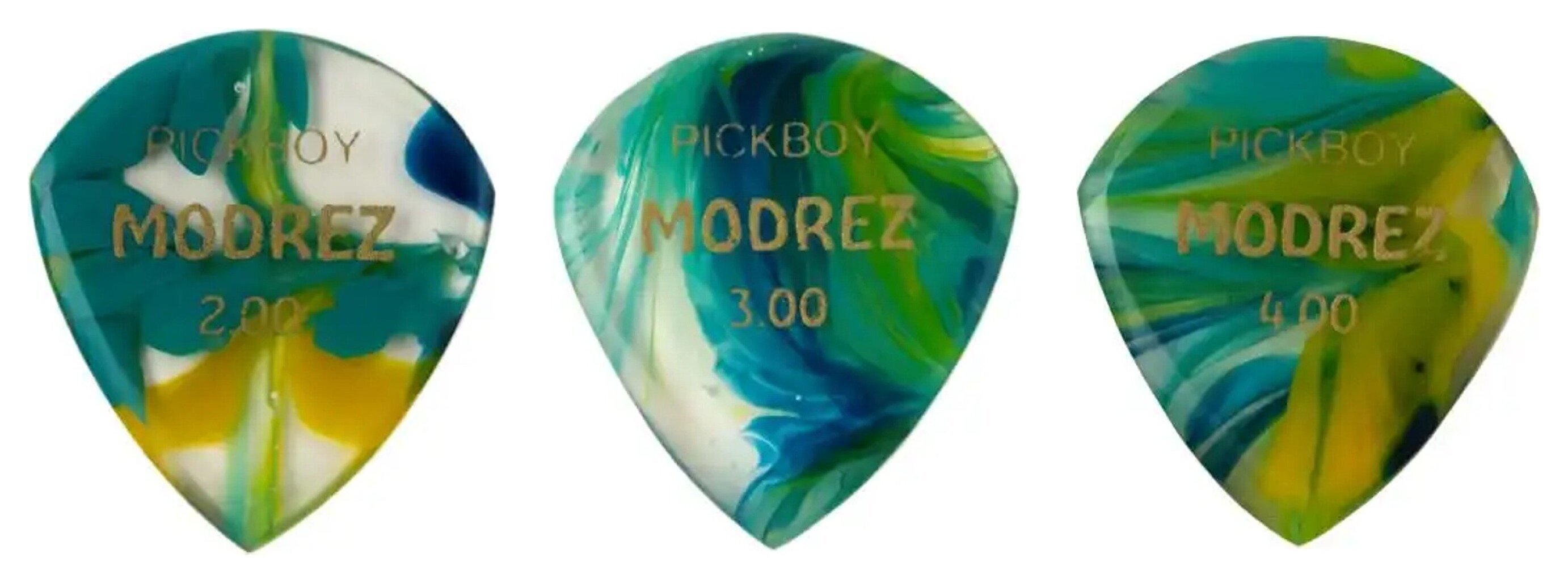 PICKBOY GP-MDZCL クリア 2.0mm/3.0mm/4.0mm 各1枚計3枚セット MODREZ モダレズ アクリル製 ギター ピック お試しセット【メール便発送・全国送料無料・代金引換不可】