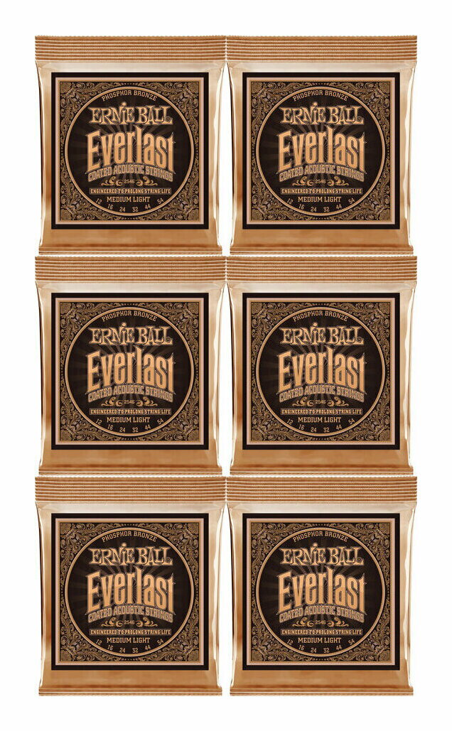 ERNIE BALL 2546 ×6 [12-54] Everlast Medium Light Coated Phosphor Bronze アコースティックギター弦【メール便発送・全国送料無料・代金引換不可】