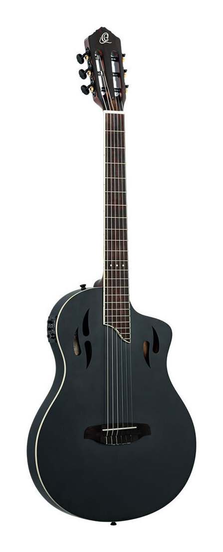 こちらの商品はお取り寄せとなります。3日～1週間ほどでお届け可能です。メーカー品切の際はお時間を頂きます。※画像は撮影用商品のため、お届けの際の商品とは異なります。Ortega TourPlayerは、ライブパフォーマンスに適したエレガット・ギターです。トップにはソリッド・オクメ材、プリアンプはOrtegaオリジナルのUSB-CリチャージブルMugus Xを搭載。コントロールは、ボリューム、ベース、ミドル、トレブルの4種で、チューナーが内蔵されています。MaterialsBody:Solid Okoume with cutoutsTop:Spruce, satin black finishBack/Side:Okoume, satin black finishNeck:Okoume,matt finishFretboard＆bridge:LaurelNut material:BoneElectronicsOrtega MAGUSX preamp system,rechargeableFeatures-12hole bridge-Scale:full size 650 mm(25.59”)-Nut width:48 mm(1.89”)-Heel to body joint at 14th fret