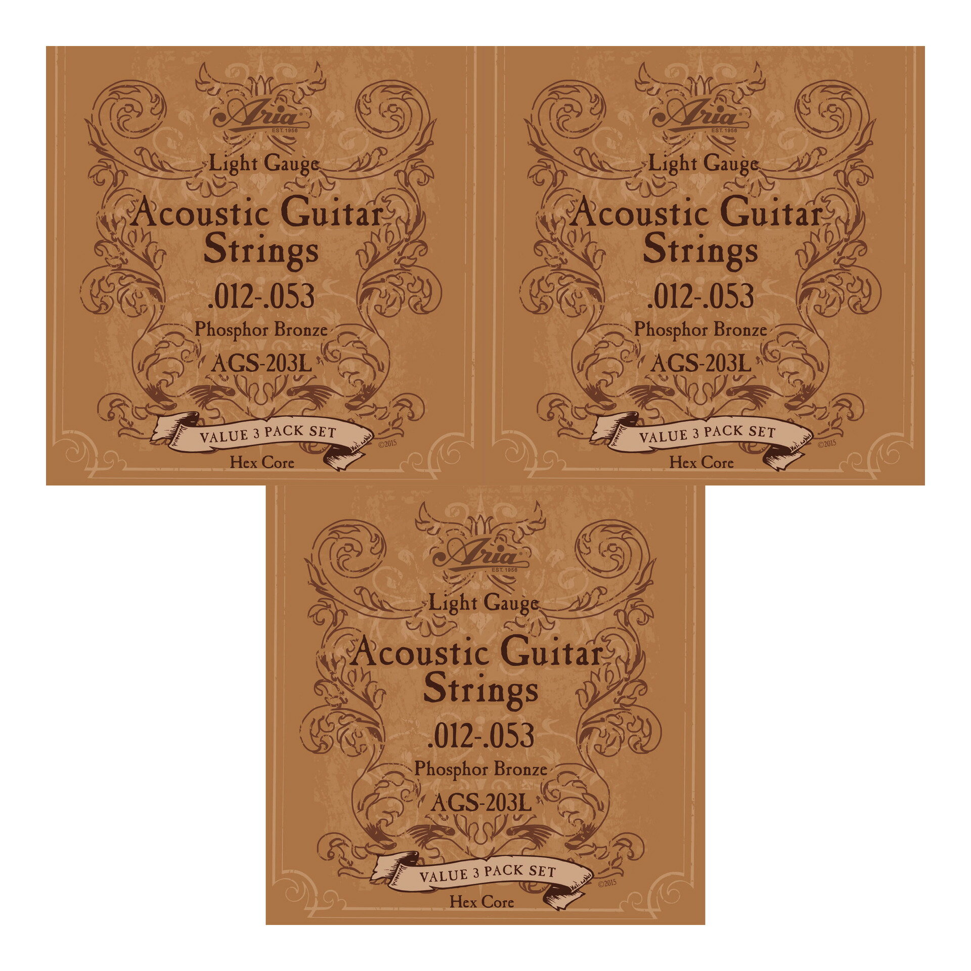【弦 ×9セット】アリア Aria AGS-203L ×3パック(計9セット) アコギ弦3セットパック ×3【メール便発送・全国送料無料・代金引換不可】