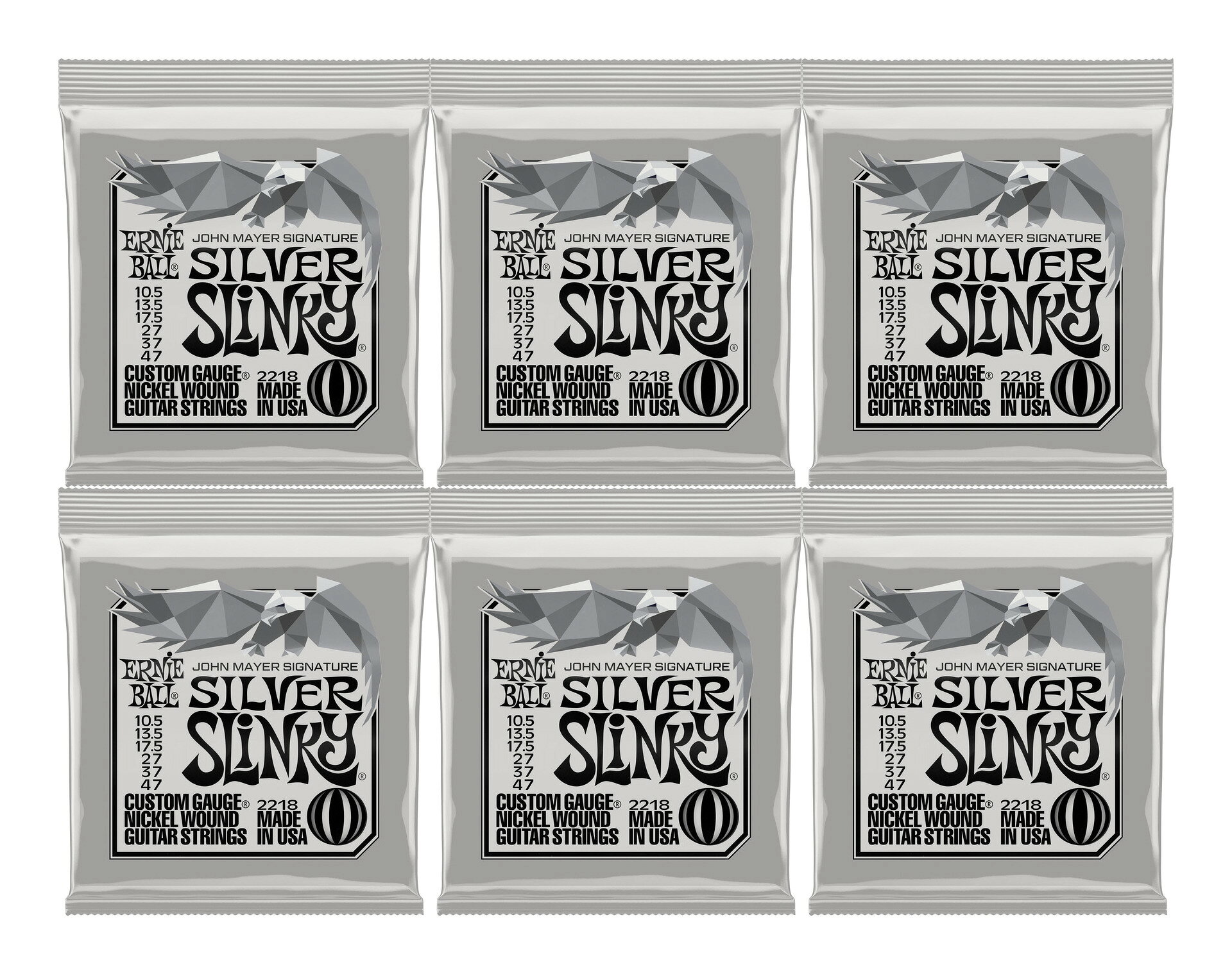 乐天商城 - ERNIE BALL 2218/6セット [10.5-47] Silver Slinky ジョン メイヤー シグネチャー エレキギター弦【メール便発送・全国送料無料・代金引換不可】
