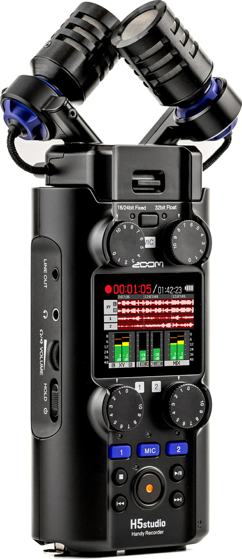 さくら山楽器のZOOM H5studio 大口径ステレオマイク スタジオグレードプリアンプ 32bitフロート録音 ハンディレコーダー【送料無料】｜アングル3