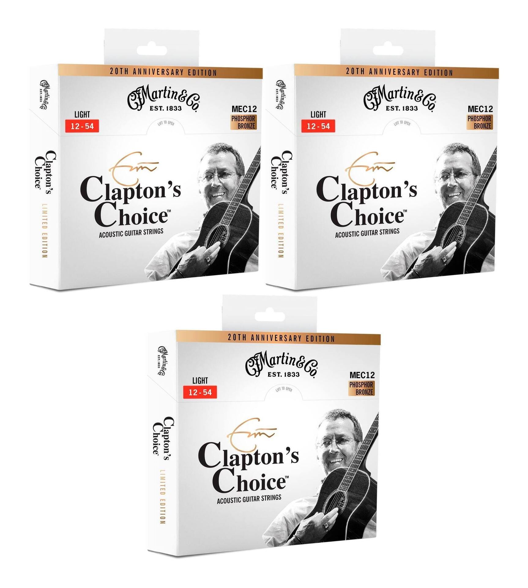 【ゆうパケット発送】・お問い合わせ番号による郵便追跡サービスがご利用いただけます。※一部定形外郵便発送商品には追跡サービスはございません。・お届けは郵便受けへの投函で完了となります。・日付・時間帯指定はお受けできません。・お届けまで2～5日ほどかかります(お届け地域により異なります)。・繁忙期やお届け地域によっては10日前後かかる場合がございます。・配達の遅延・紛失または破損した場合の補償はございません。・郵便受けに入らないサイズの商品は持ち戻りになる場合がございます。Martin Guitar Strings Clapton’s Choice 20TH ANNIVERSARY EDITIONエリック・クラプトンシグネチャー弦20周年記念パッケージ20年以上にわたり、クラプトンの伝説的なトーンを支えてきた「Clapton’s Choiceアコースティック・ギター弦」。2005年の発売以来、彼が信頼を寄せるMartinとの長年のコラボレーションを記念し、期間限定アニバーサリーパッケージが登場。92/8フォスファー・ブロンズを使用したこの弦は、クラプトンが愛用する、あたたかく豊かな音色とスムーズな演奏性を実現しています。クラプトンが「これが自分の求める音だ」と語る弦で、名曲を奏でましょう。「私がアコースティックギターを弾くときは、スタジオでもステージでもこのマーティン弦を使用している。私の求めている音を得ることができるんだ。」-エリック・クラプトン【2025年内のみ期間限定生産】※アメリカ本国で展開されている【000-EC 30THギターが当たるキャンペーン】につきましては、アメリカのみで行われているキャンペーンの為、日本国内は対象外となっております。あらかじめご了承ください。ゲージ:Light1弦:0.0122弦:0.0163弦:0.0254弦:0.0325弦:0.0426弦:0.054テンション(kg):76.4