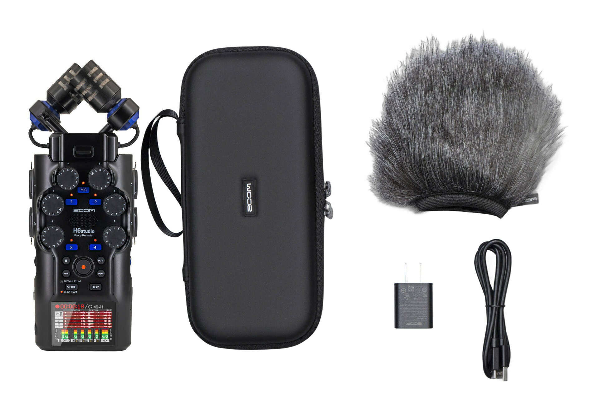 ZOOM H6studio(専用アクセサリパック/APH-6st付) 大口径ステレオマイク スタジオグレードプリアンプ 32bitフロート録音 フラッグシップモデルハンディレコーダー【送料無料】