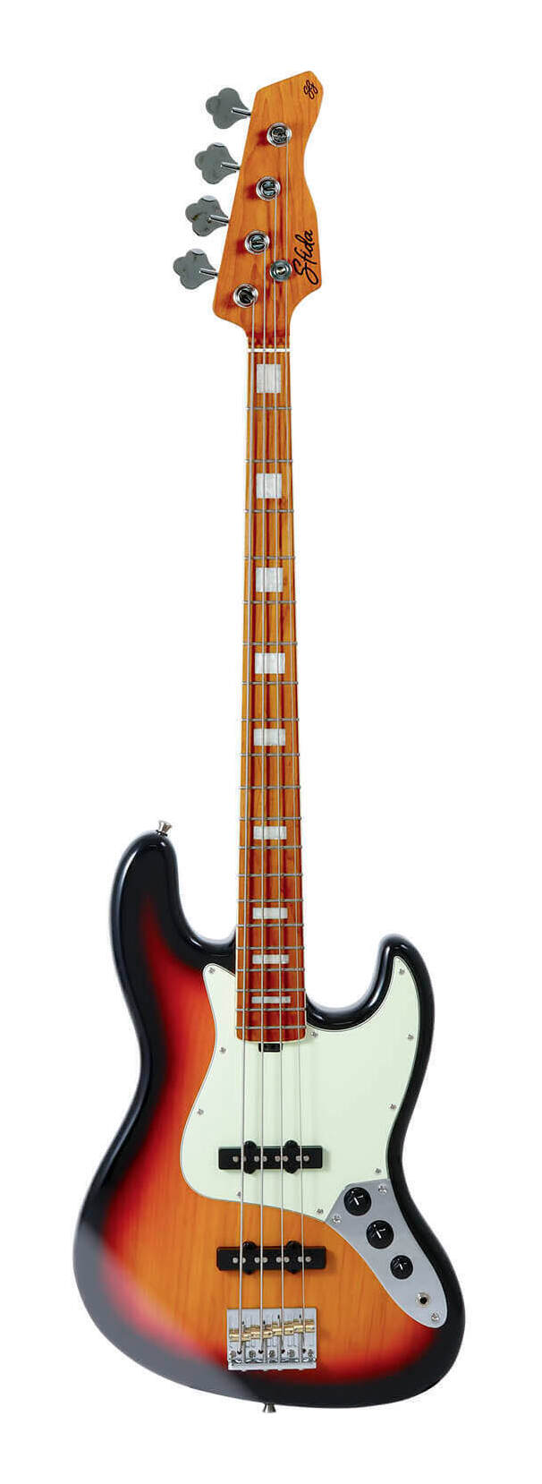 こちらの商品はお取り寄せとなります。3日～1週間ほどでお届け可能です。メーカー品切の際はお時間を頂きます。※画像は撮影用商品のため、お届けの際の商品とは異なります。定番のJBスタイルをベースにした「SJB-500」は、ローステッド・メイプルネックによる高い機能性と、手に取りやすい価格を両立したモデルです。SfidaオリジナルJBピックアップを搭載し、ブロックポジションマークがルックスを引き締めます。さらに、ヒールレスカットを採用することで、ハイポジションでの演奏も快適に楽しめます。ローステッド・メイプルとは、メイプル材を高温で熱処理し、内部の水分や油分を取り除くことで、長年使い込まれた木材に近い状態へ仕上げた素材です。この工程により、木材の歪みやねじれが起こりにくくなり、耐久性が向上。さらにサウンド面では、音の明瞭さやクリアさが増し、音の伸びや豊かな響きを得られます。もともとはハイエンド楽器にのみ使われていた技術ですが、近年はビギナー向けの価格帯にも採用されるようになり、手軽にそのメリットを体感できるようになっています。Sfida(スフィーダ)製品は、海外拠点の中でも最も高い技術力を誇る工場を採用し、Sfida専任スタッフが品質管理を徹底。高いパフォーマンスを安定して提供いたします。現地工場での厳格な出荷前検品に加え、キクタニミュージック内の専門部署にて、最終検品および出荷前の調整も実施しております。お客様に安心して製品をご使用いただけるよう、万全の体制で品質管理に取り組んでいます。スペックBody:PoplarNeck:Roasted MapleNeck Joint:Bolt-onFingerboard:Roasted MapleFingerboard Radius:305Number Of Frets:21Nut Material:BoneNut Width:38mmScale:34inchBridge:Wilkinson 4-String Electric Bass Bridge Brass SaddlePickup:Sfida Original Pickup(JB Style)Control:2 Volume,1 ToneBody Finish:GlossColor:Blue Sunburst(BSV)付属品:レンチ、ギグバッグ生産国:中国※商品の仕様、価格並びに付属品などは予告なく変更することがあります。※製品の特性上、製造過程で微細な研磨痕や擦れが生じることがございます。これらは製品の品質や性能に影響を及ぼすものではございません。※お使いのブラウザや環境により実際の商品と色が異なる場合がございます。