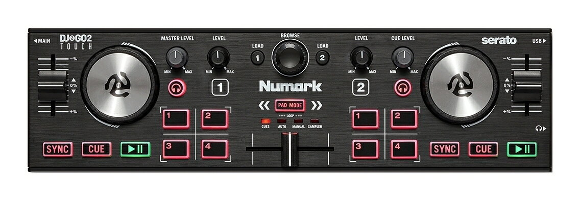 Numark DJ2GO2 Touch タッチ・キャパシティブ・ジョグホイール搭載ポータブル・DJコントローラー