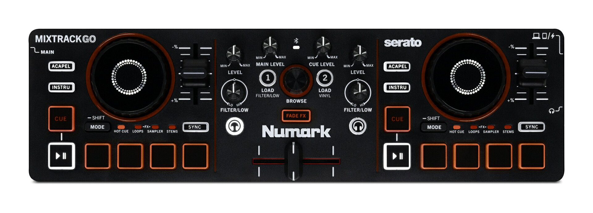 Numark MixTrack Go ヌマーク Stemsコントロール搭載 ポータブル 2デッキ DJコントローラー【送料無料】